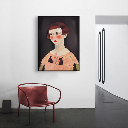 Mädchen mit rosigen Wangen Kunstdruck Brauner moderner Stil Wanddekoration für das Schlafzimmer, mehrere Größen