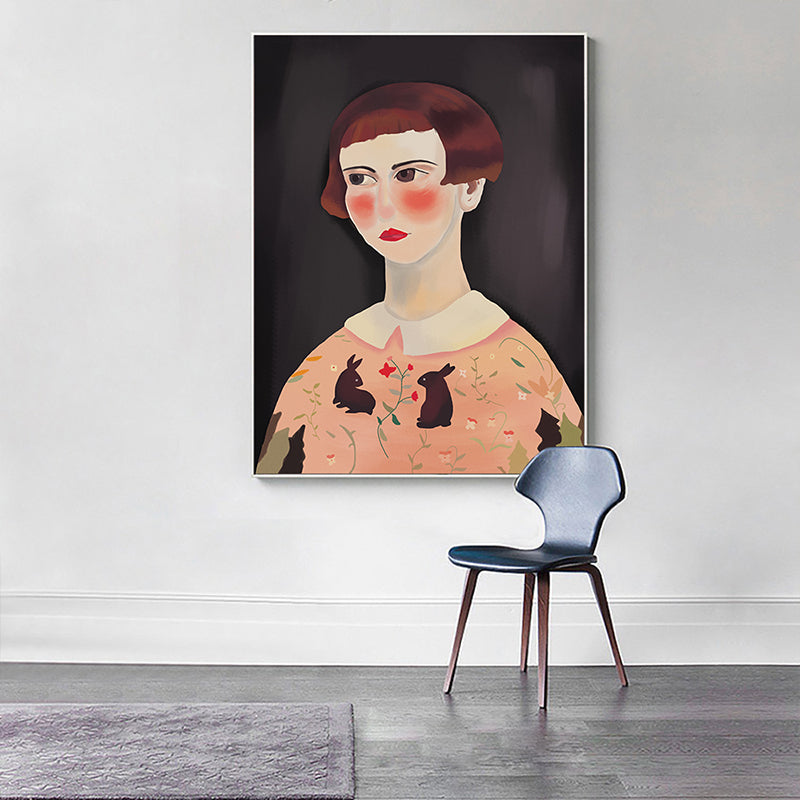 Mädchen mit rosigen Wangen Kunstdruck Brauner moderner Stil Wanddekoration für das Schlafzimmer, mehrere Größen