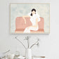 Funky Woman in White Canvas Wandkunst Pastell Mädchen Schlafzimmer Wanddekoration, GrößenOptional