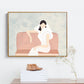 Funky Woman in White Canvas Wandkunst Pastell Mädchen Schlafzimmer Wanddekoration, GrößenOptional