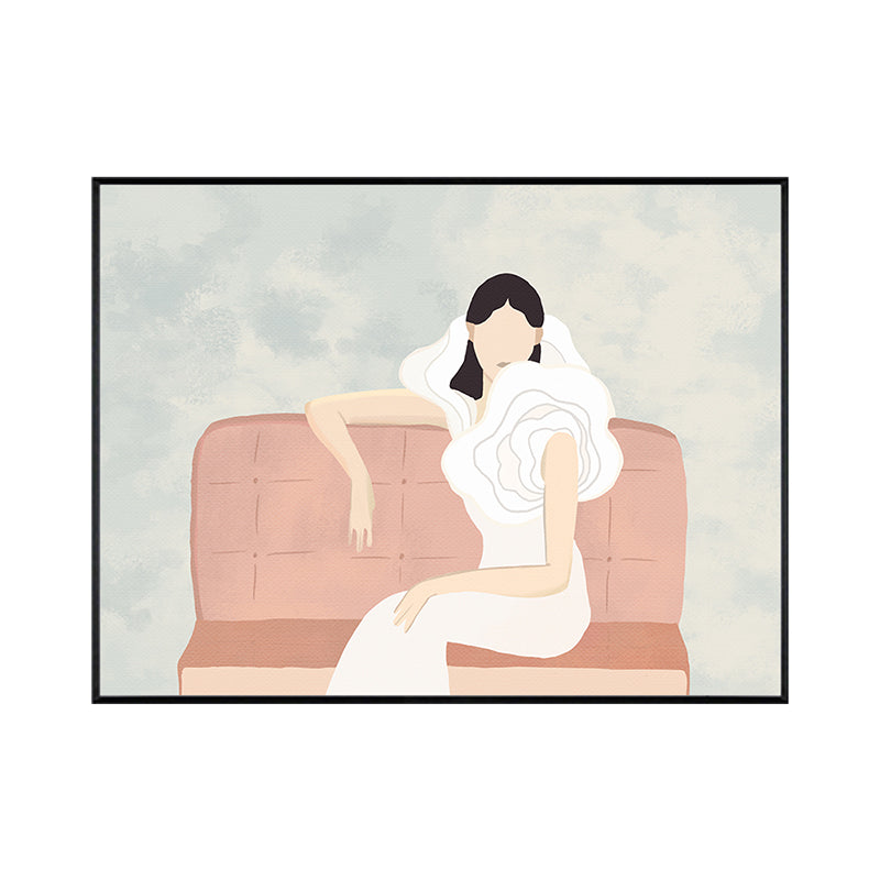 Funky Woman in White Canvas Wandkunst Pastell Mädchen Schlafzimmer Wanddekoration, GrößenOptional