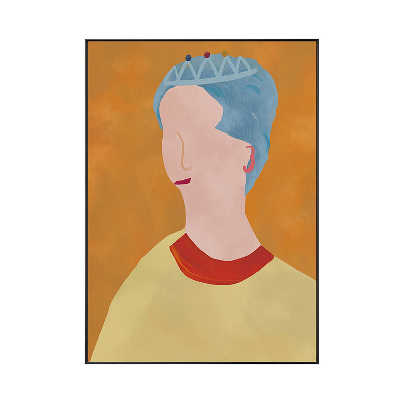 Frendorf | Augenloser Prinz auf gelbem Leinwanddruck Texturiertes Pop-Art Haus Innen Wanddekoration