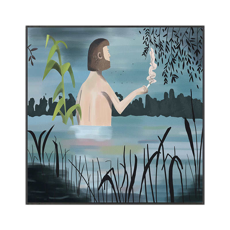 Frendorf | Blaue Mittsommernacht-Leinwandkunst Strukturierte skandinavische Esszimmer Wanddekoration, mehrere Größen