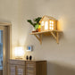Frendorf | Beige Lodge Wandleuchte Einrichtung Nordische Holz LED Wandschrank mit Ablage, Warm/Weiße Licht