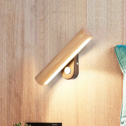 Frendorf | Draaibare Tube Bedside Wandmontage Lamp Hout 8.5"/12.5" Breed LED Eenvoudige Wandlamp Fixture in Warm/Wit Licht