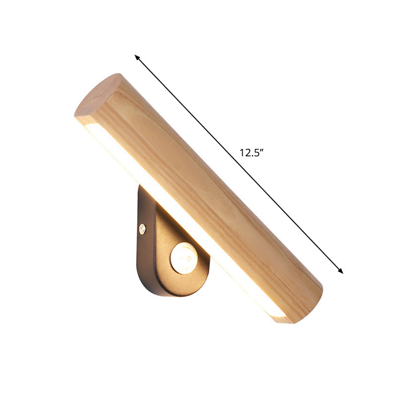 Frendorf | Draaibare Tube Bedside Wandmontage Lamp Hout 8.5"/12.5" Breed LED Eenvoudige Wandlamp Fixture in Warm/Wit Licht