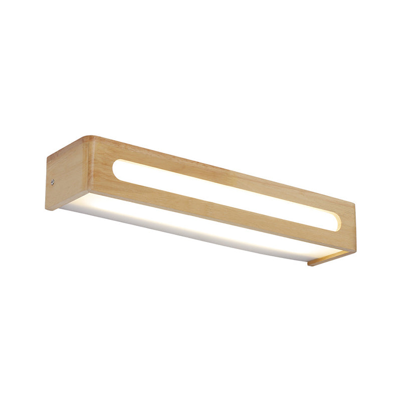 Frendorf | Rechteckige Einbau-Wandleuchte Nordic Acryl 12"/19,5"/23,5" Breite LED Badezimmer-Spiegel-Wandlicht in Holz