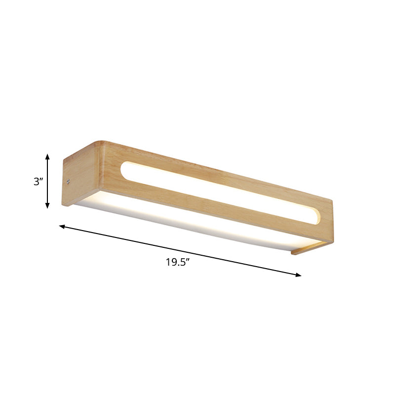 Frendorf | Rechteckige Einbau-Wandleuchte Nordic Acryl 12"/19,5"/23,5" Breite LED Badezimmer-Spiegel-Wandlicht in Holz