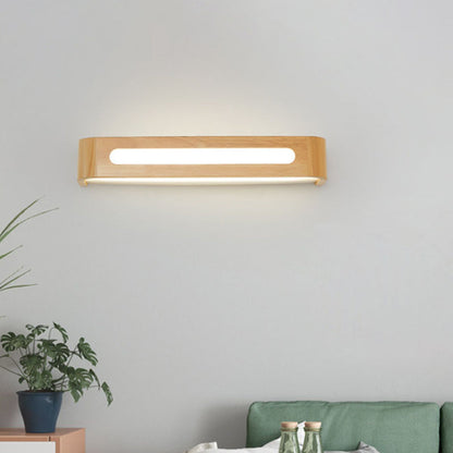 Frendorf | Rechteckige Einbau-Wandleuchte Nordic Acryl 12"/19,5"/23,5" Breite LED Badezimmer-Spiegel-Wandlicht in Holz