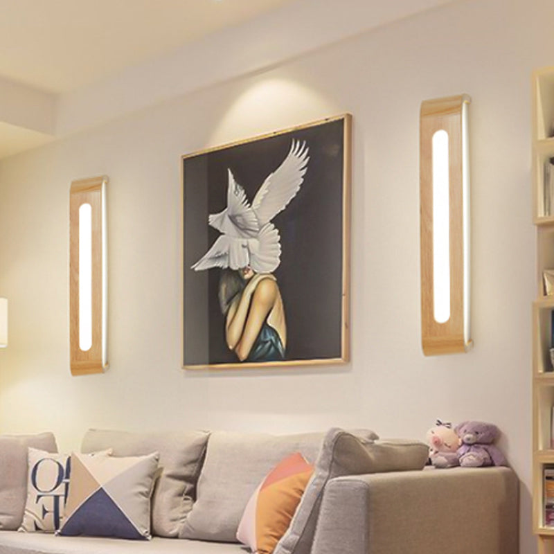Frendorf | Rechteckige Einbau-Wandleuchte Nordic Acryl 12"/19,5"/23,5" Breite LED Badezimmer-Spiegel-Wandlicht in Holz