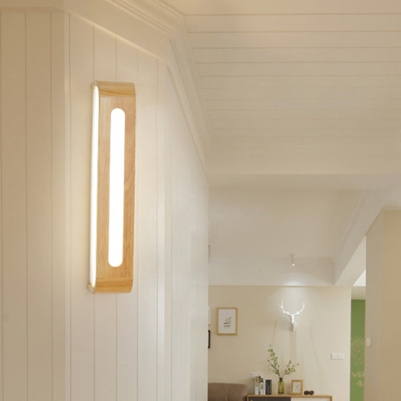 Frendorf | Rechteckige Einbau-Wandleuchte Nordic Acryl 12"/19,5"/23,5" Breite LED Badezimmer-Spiegel-Wandlicht in Holz