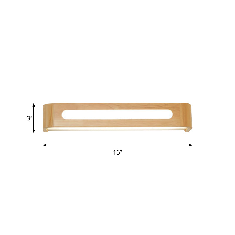 Frendorf | Rechteckige Einbau-Wandleuchte Nordic Acryl 12"/19,5"/23,5" Breite LED Badezimmer-Spiegel-Wandlicht in Holz