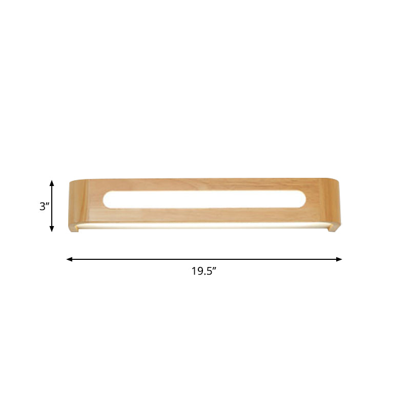 Frendorf | Rechteckige Einbau-Wandleuchte Nordic Acryl 12"/19,5"/23,5" Breite LED Badezimmer-Spiegel-Wandlicht in Holz