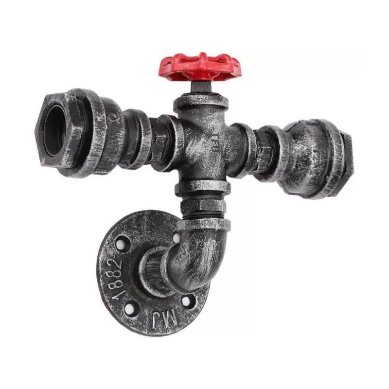 Eisen Silber/Bronze Wandmontierte Lampe Wasserrohrkopf 2-Licht industrielle Wandbeleuchtung Ideen für Bistro