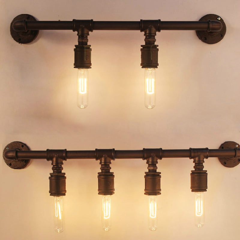 Frendorf | Eisen Zwarte Wandlamp Rechte Buizen 2/4/6 Gloeilampen Industrie Wandlamp voor Woonkamer