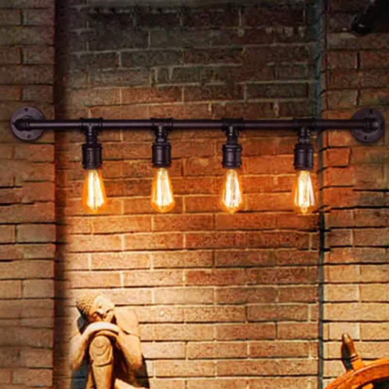 Frendorf | Eisen Zwarte Wandlamp Rechte Buizen 2/4/6 Gloeilampen Industrie Wandlamp voor Woonkamer