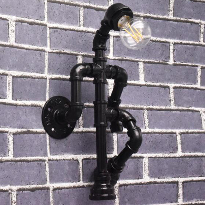 Frendorf | Steampunk Pipe Robot Wandlamp Enkel-Lamp Smeedijzeren Wandgemonteerde Lichtarmatuur in Zwart/Bronze/ Koper