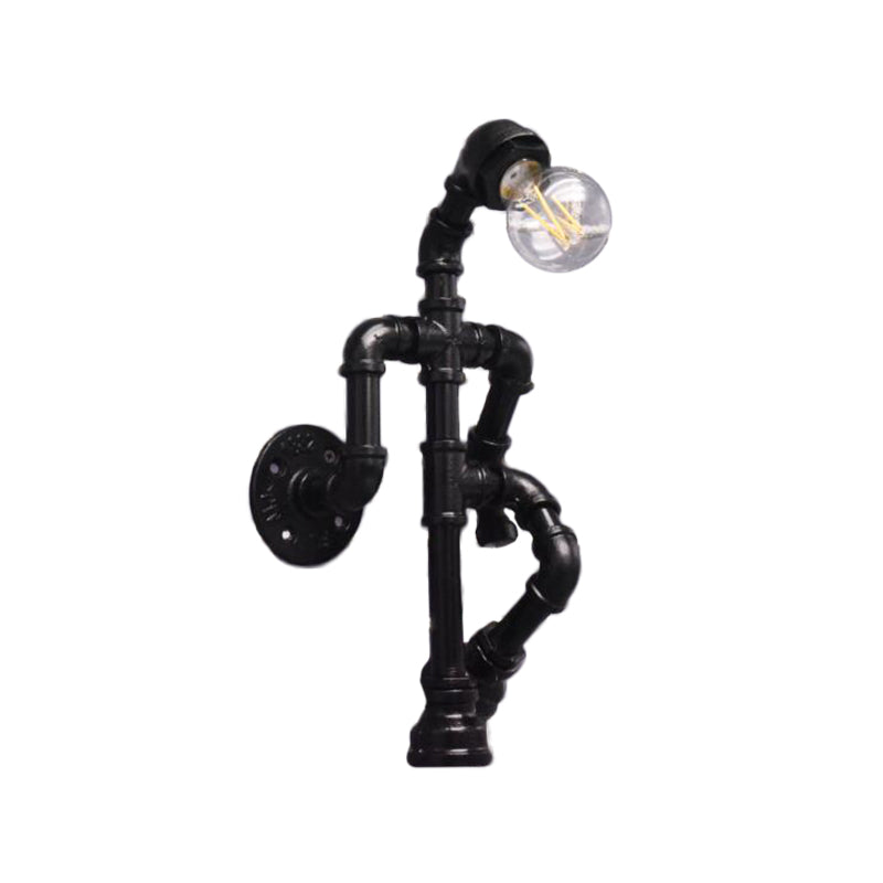 Frendorf | Steampunk Pipe Robot Wandlamp Enkel-Lamp Smeedijzeren Wandgemonteerde Lichtarmatuur in Zwart/Bronze/ Koper