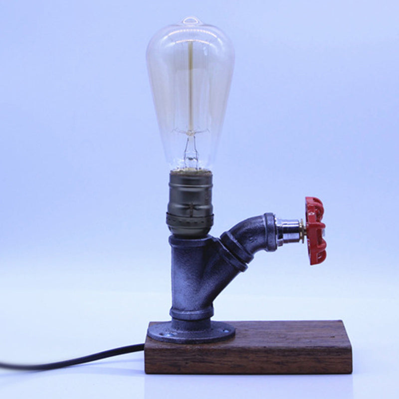 Metallic Silber Finish Nachtlampe Wasserhahn-ähnliche Einzelne Industrie Stil Tischleuchte mit Wasserhahn Dekoration