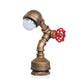 1 Glühbirne Metall Nachttischlampe Steampunk Messing Roboter-förmige Rohr Schlafzimmer Tischlicht mit Ventil Drehschalter, Warm/Weißes Licht