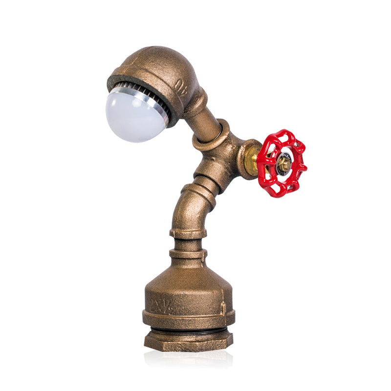 1 Glühbirne Metall Nachttischlampe Steampunk Messing Roboter-förmige Rohr Schlafzimmer Tischlicht mit Ventil Drehschalter, Warm/Weißes Licht