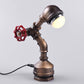 1 Glühbirne Metall Nachttischlampe Steampunk Messing Roboter-förmige Rohr Schlafzimmer Tischlicht mit Ventil Drehschalter, Warm/Weißes Licht