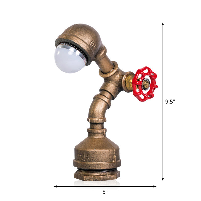 1 Glühbirne Metall Nachttischlampe Steampunk Messing Roboter-förmige Rohr Schlafzimmer Tischlicht mit Ventil Drehschalter, Warm/Weißes Licht
