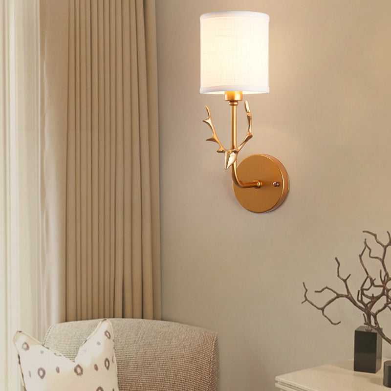 1-Glühbirne Gold Dear Wandlampe mit Zylinder-Schirm Rustikaler Metall-Wandlampen für Erwachsene Schlafzimmer