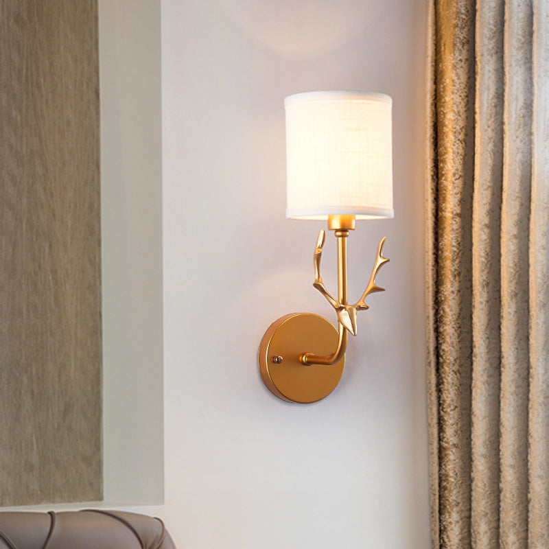 1-Glühbirne Gold Dear Wandlampe mit Zylinder-Schirm Rustikaler Metall-Wandlampen für Erwachsene Schlafzimmer