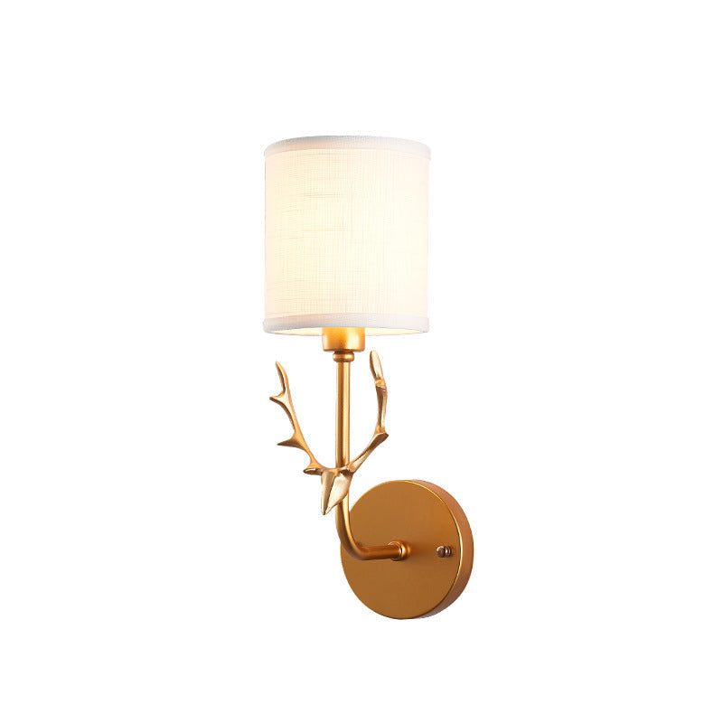 1-Glühbirne Gold Dear Wandlampe mit Zylinder-Schirm Rustikaler Metall-Wandlampen für Erwachsene Schlafzimmer