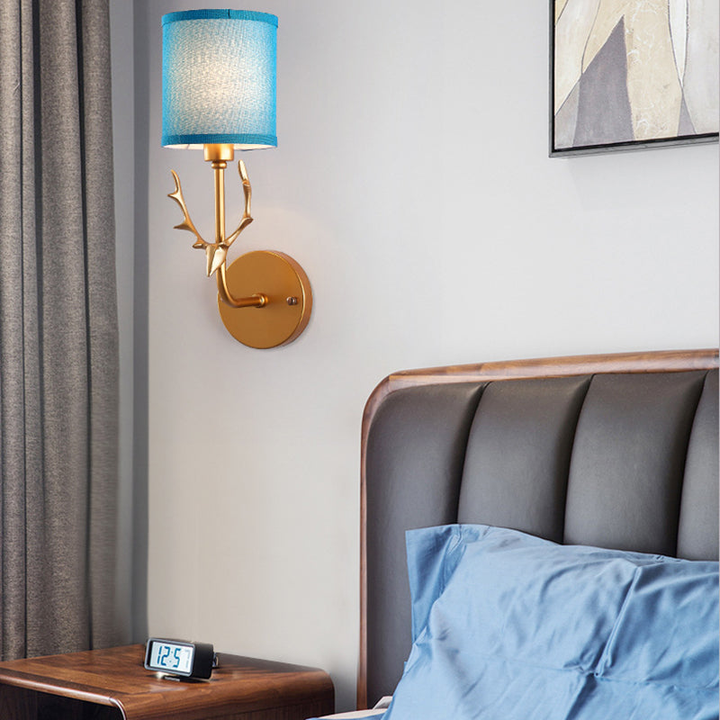 1-Glühbirne Gold Dear Wandlampe mit Zylinder-Schirm Rustikaler Metall-Wandlampen für Erwachsene Schlafzimmer