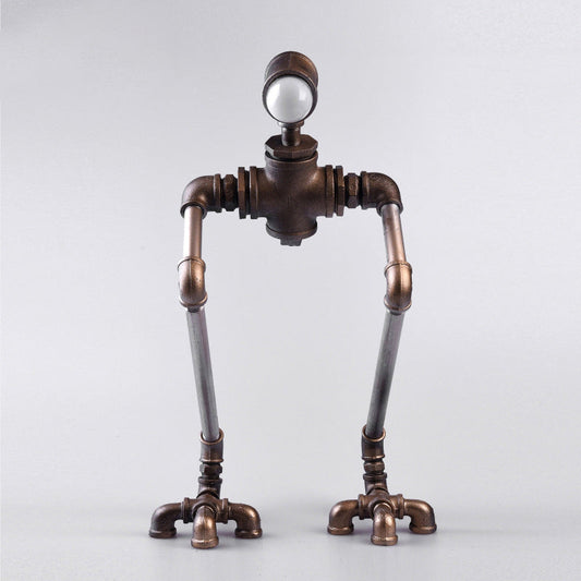 1-Licht Eisen Nachttischlampe Steampunk Silber Langbeiniges Rohrmann Nachttischlicht in Warm/Weißem Licht