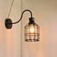 Frendorf | Metalen Vogelkooi Wandmontage Verlichting met Gooseneck Arm Vintage 1 Hoofds Wandlamp Sconces in Zwart