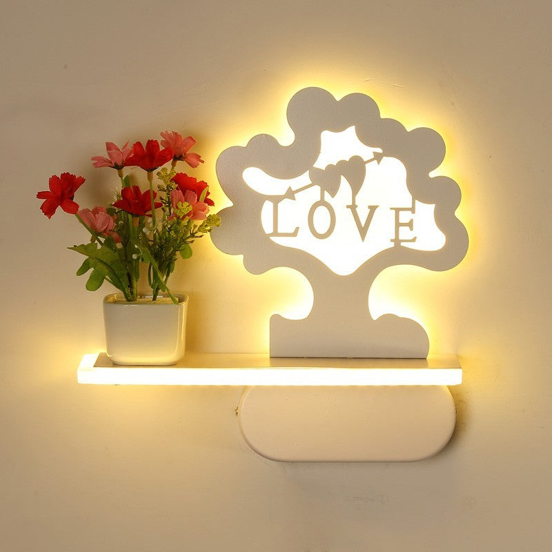 Frendorf | Moderne schöne Baum Wandlampe mit Regal Acryl Wandleuchte in Weiß für Kinderzimmer