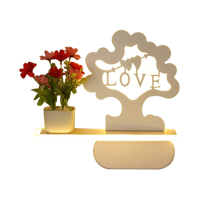 Frendorf | Moderne schöne Baum Wandlampe mit Regal Acryl Wandleuchte in Weiß für Kinderzimmer