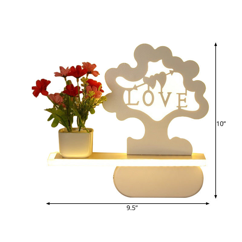 Frendorf | Moderne schöne Baum Wandlampe mit Regal Acryl Wandleuchte in Weiß für Kinderzimmer