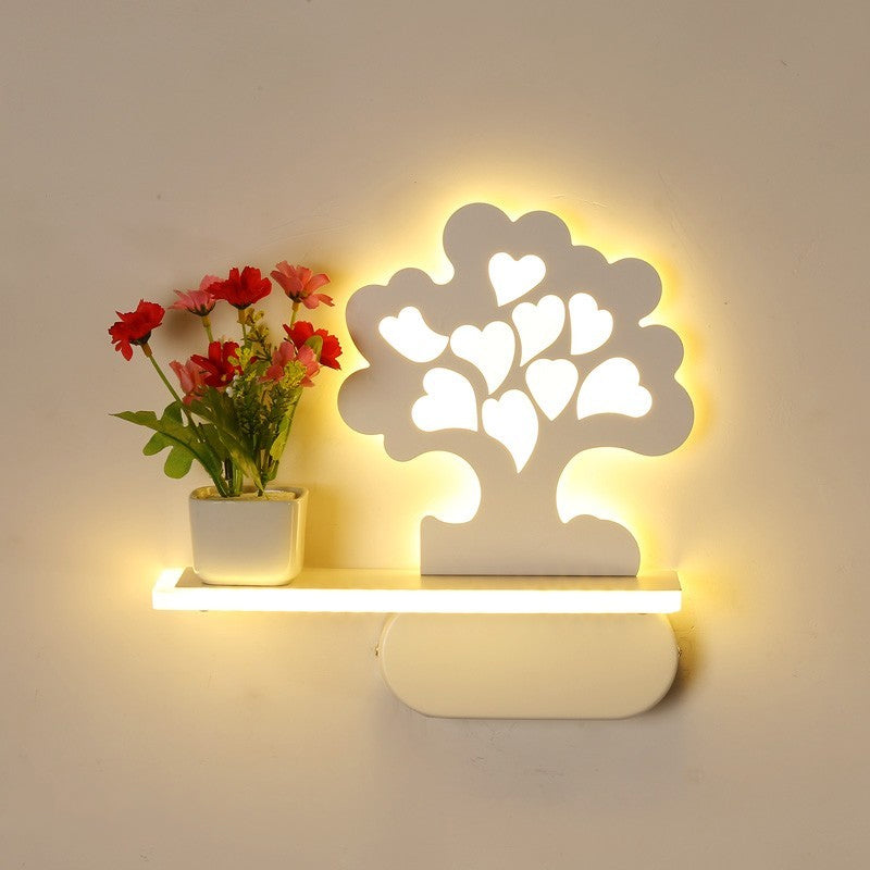 Frendorf | Moderne schöne Baum Wandlampe mit Regal Acryl Wandleuchte in Weiß für Kinderzimmer
