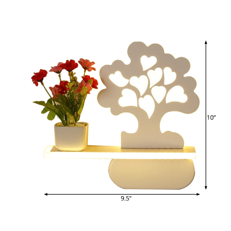 Frendorf | Moderne schöne Baum Wandlampe mit Regal Acryl Wandleuchte in Weiß für Kinderzimmer