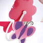 Frendorf | Schöne Schmetterling Wandlampe 1 Licht Metall Wandbeleuchtung mit Stoffschirm in Pink für das Mädchenzimmer