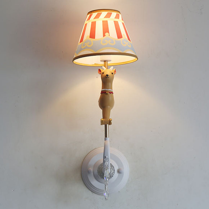 Frendorf | Witte/rode en blauwe taps geslepen wandlamp met cartoon plastic van eland/paard/unicorn 1-lamps wandlamp voor kinderkamer