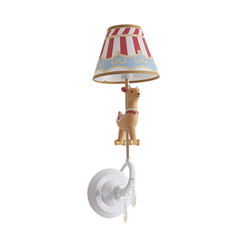 Frendorf | Witte/rode en blauwe taps geslepen wandlamp met cartoon plastic van eland/paard/unicorn 1-lamps wandlamp voor kinderkamer