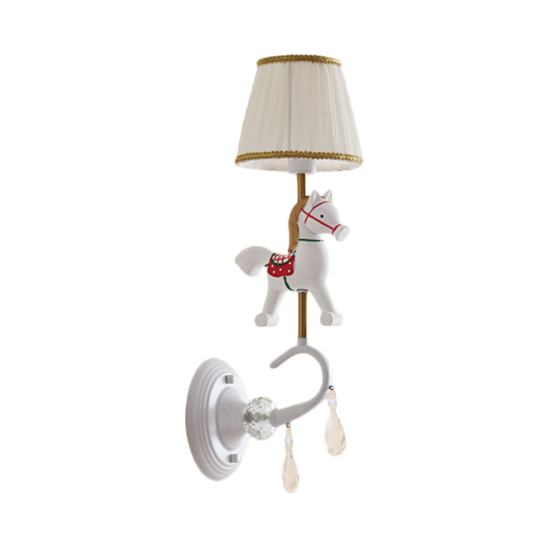 Frendorf | Witte/rode en blauwe taps geslepen wandlamp met cartoon plastic van eland/paard/unicorn 1-lamps wandlamp voor kinderkamer