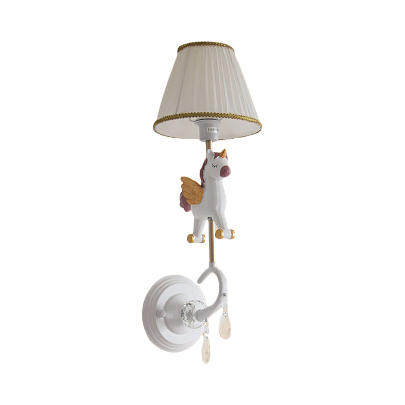 Frendorf | Witte/rode en blauwe taps geslepen wandlamp met cartoon plastic van eland/paard/unicorn 1-lamps wandlamp voor kinderkamer