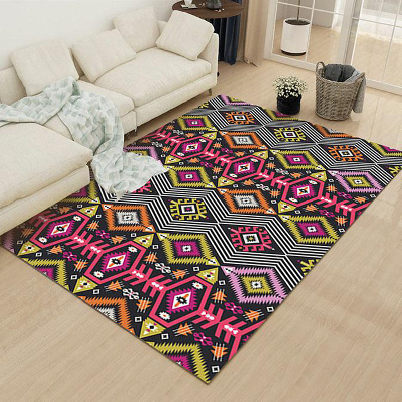 Frendorf | Indische Tribal Diamant Stilvoller Teppich Gestreifter Geometrischer Teppich aus Polyester Haustierfreundlicher Fleckenresistenter Teppich für Innenräume