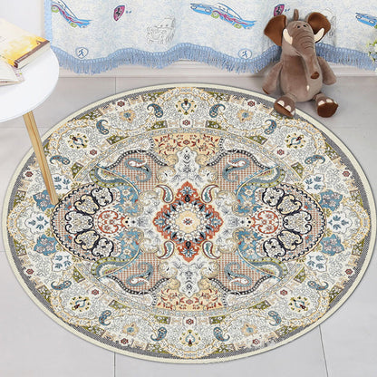 Frendorf | Blau- und weißer marokkanischer Teppich Polyester floral Paisley Teppich rutschfeste Rückseite Teppich maschinenwaschbar für das Wohnzimmer