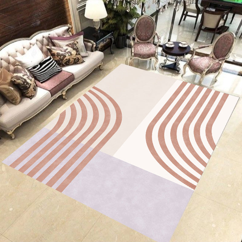 Frendorf | Simples Farbabstufung Streifen Druck Teppich Bunter Neuheiten Teppich Polyester Waschbarer Teppich für Wohnzimmer