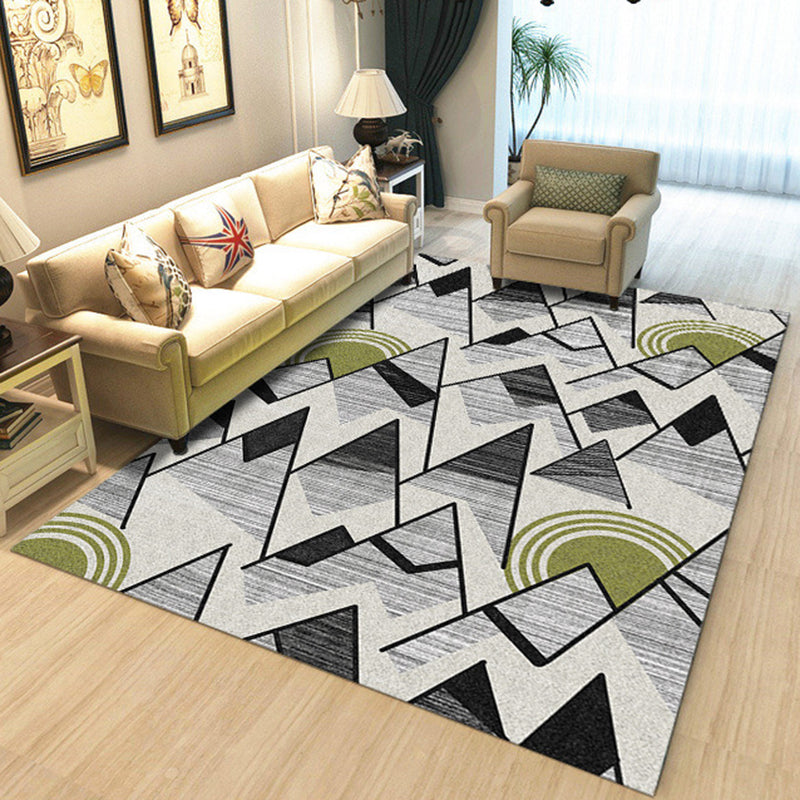 Frendorf | Nordischer Neuheiten Teppich in Elfenbein Geometrie Dreiecksprint Teppich Polyester Waschbarer Teppich für Wohnzimmer