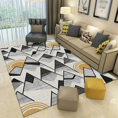 Frendorf | Nordischer Neuheiten Teppich in Elfenbein Geometrie Dreiecksprint Teppich Polyester Waschbarer Teppich für Wohnzimmer