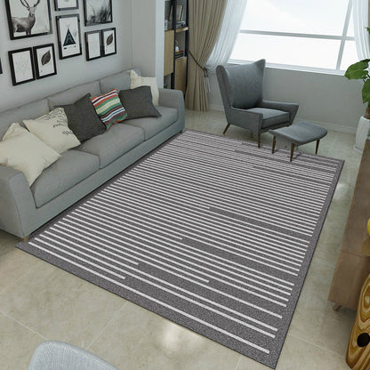 Frendorf | Eenvoudige Noviteit Tapijt in Grijze Strepen Print Area Tapijt Polyester Wasbaar Vloerkleed voor Woonkamer