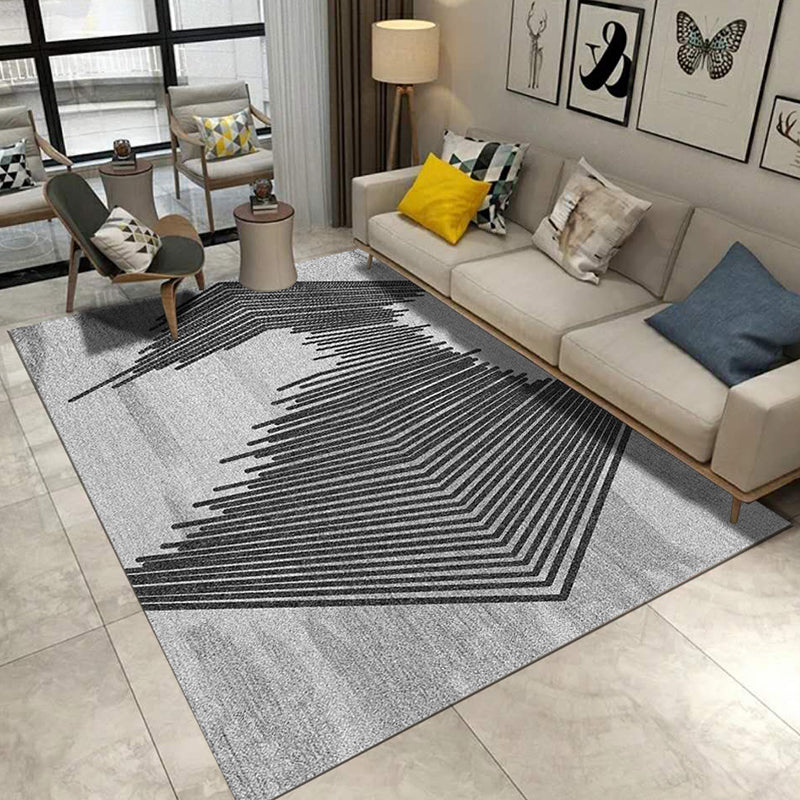 Frendorf | Eenvoudige Noviteit Tapijt in Grijze Strepen Print Area Tapijt Polyester Wasbaar Vloerkleed voor Woonkamer
